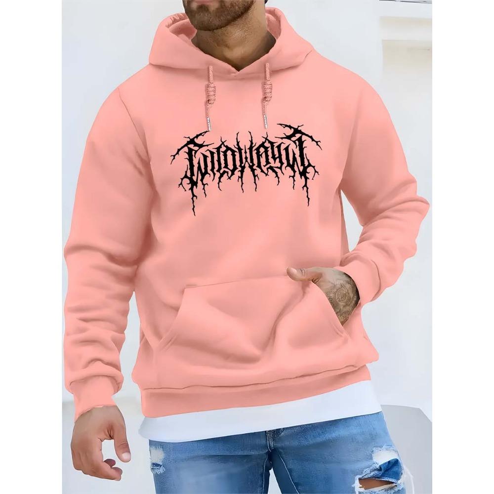 Men's Hooded Sweatshirt with Loose Winter Warmth, Kangaroo Pocket, Long Sleeved Casual Sportswear, Suitable for Cold Weather