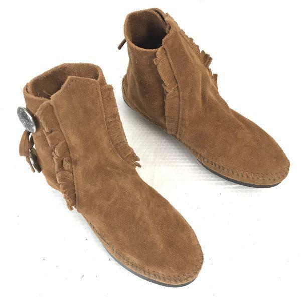 Minnetonka Leder Fransen Kurzstiefel Braun 7 24.0(GEBRAUCHT)