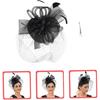Mesh Flower Headband with Plume Accent, Black Cocktail Tea Party Hat for Women and Special Occasion Accessory