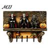 Lightweight Wooden Ghost Decor Halloween Key Holder, Lady Holder with 4 Hooks, Wall Entryway Organizer Rack Mounted Spooky for Hallway Home