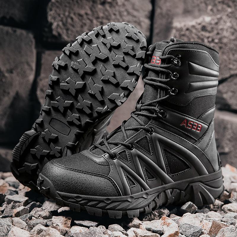 Summer new large-size military boots outdoor wear-resistant field boots front lace-up high-top large-size men's shoes