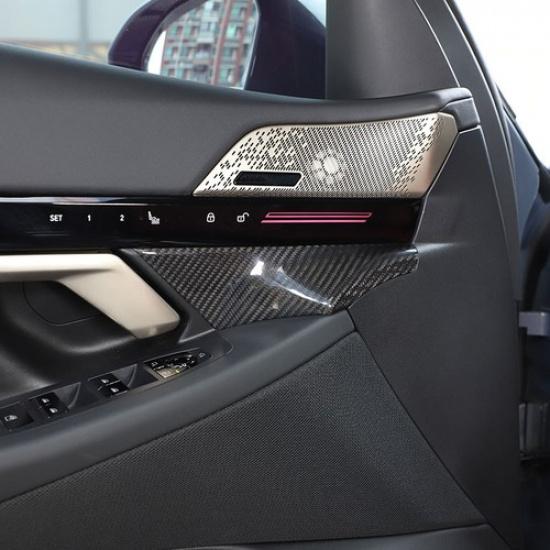 Real Carbon Fiber Car Door Inner Handle Front Cover For BMW 5 G60 2024 2025