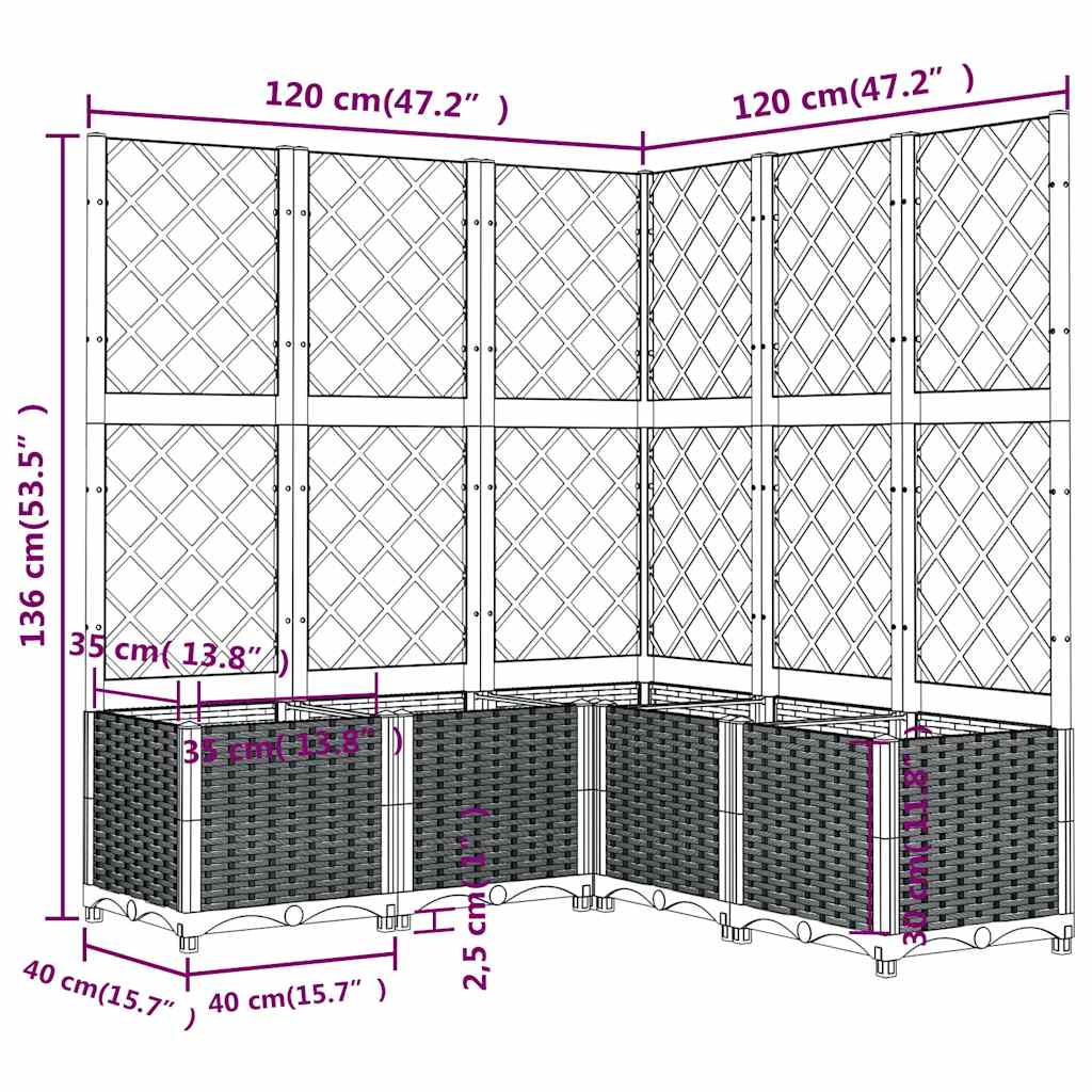 Vidaxl Donica Ogrodowa Z Kratką, Niebieskoszara, 120X120X136 Cm, Pp