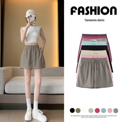 Ice Silk Women's High Waist Wide Leg Summer Shorts 2025 - Casual Mid-Length Sports Pants