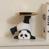 Cute Resin Panda Desk Storage Tray Key Holder Bowl Panda Statue Piggy Bank Tray Candy Jewelry Earrings Tray Entryway Table Decor