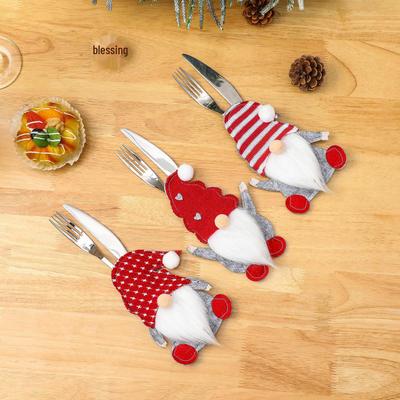 Faceless Old Man Knife and Fork Set with Rudolph Cutlery for Christmas Decorations