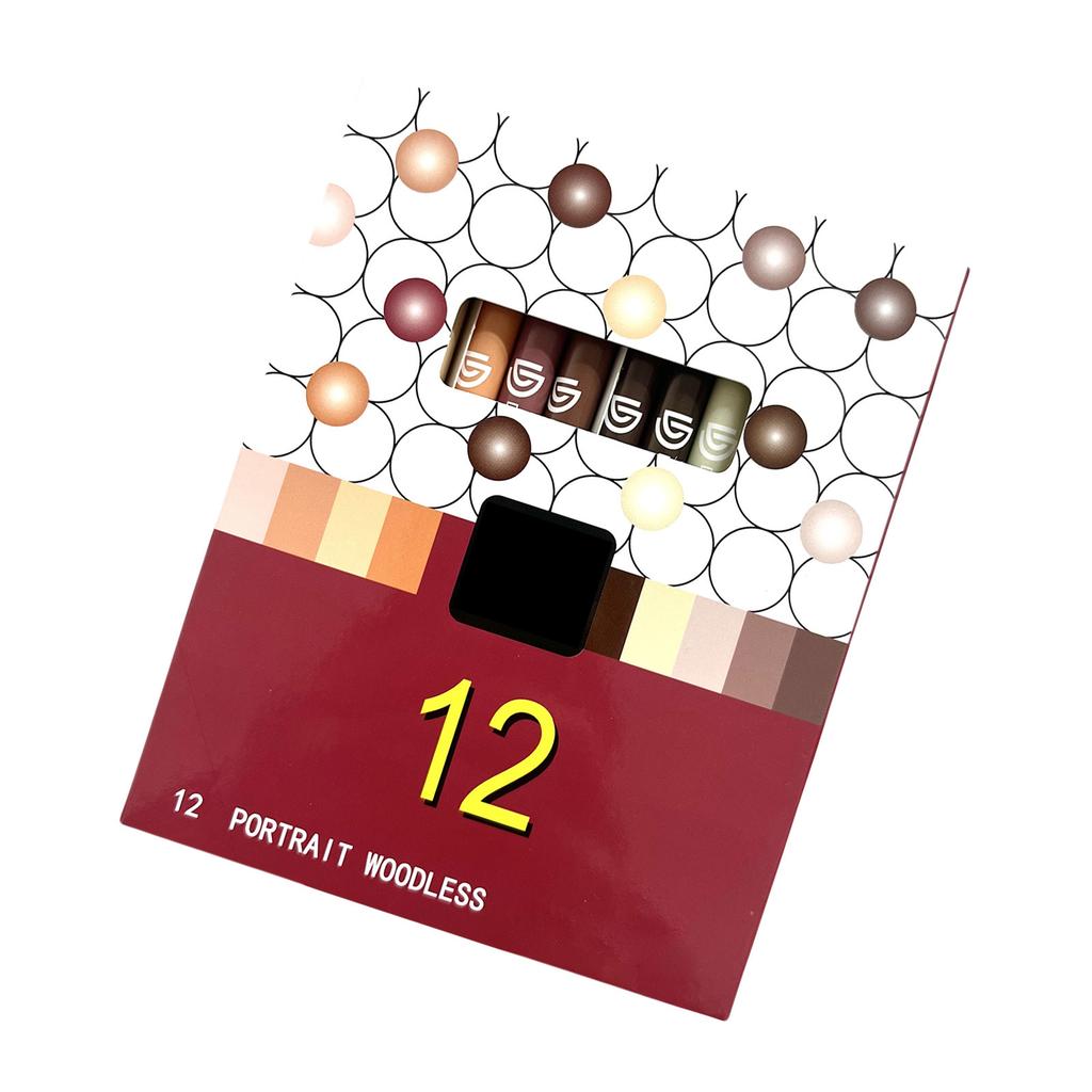 12Pcs Woodless Watercolor Pencil Set for Portrait Drawing Coloring Art Illustrations 12 Color Oil Based Colored Pencil