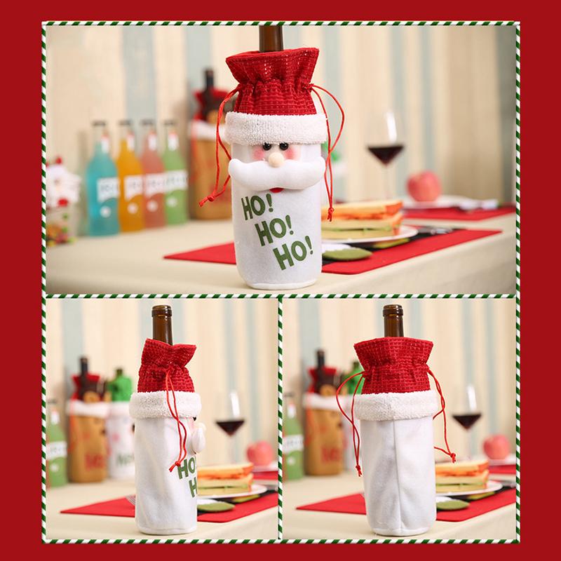 Set capac pentru sticle de vin de Crăciun Om de zăpadă Moș Crăciun pungi pentru sticle de vin țesute pentru petrecerea de Crăciun Decoratiuni pentru masă Cadouri de Anul Nou