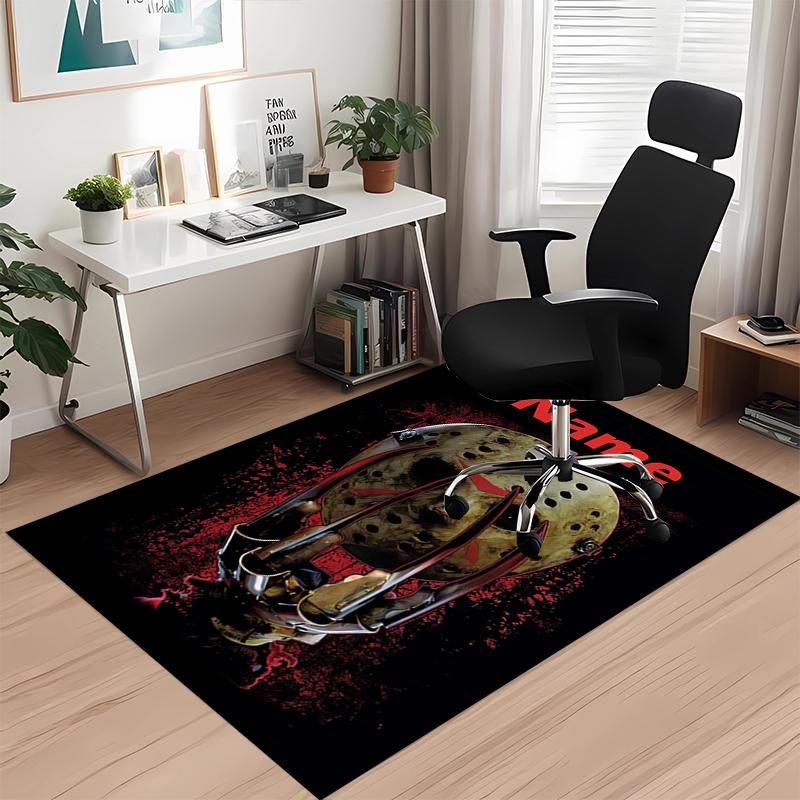 Custom Name Friday the 13th Printed Carpet, for Office Chair Living Room Bedroom Kitchen Room Decor Gifts.