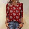 Women's Fashion Casual Christmas Tree Printed Round Neck Three-Quarter Sleeve T-Shirt Top