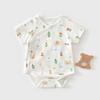 Pure Cotton Short Sleeve Baby Romper - Summer Thin Style for Boys and Girls, One-Piece Triangle Air Conditioning Suit