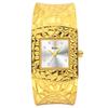 YaLaLuSi Gold Open Cuff Women Watch Square Green Dial Crystal Quartz Wrist Watch Luxury Gift Watch For Her