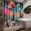 1Pc Surreal Rose And Moon Shower Curtain With Cosmic Landscape, Vibrant Floral And Astral Design, Perfect For Bathroom Or Patio