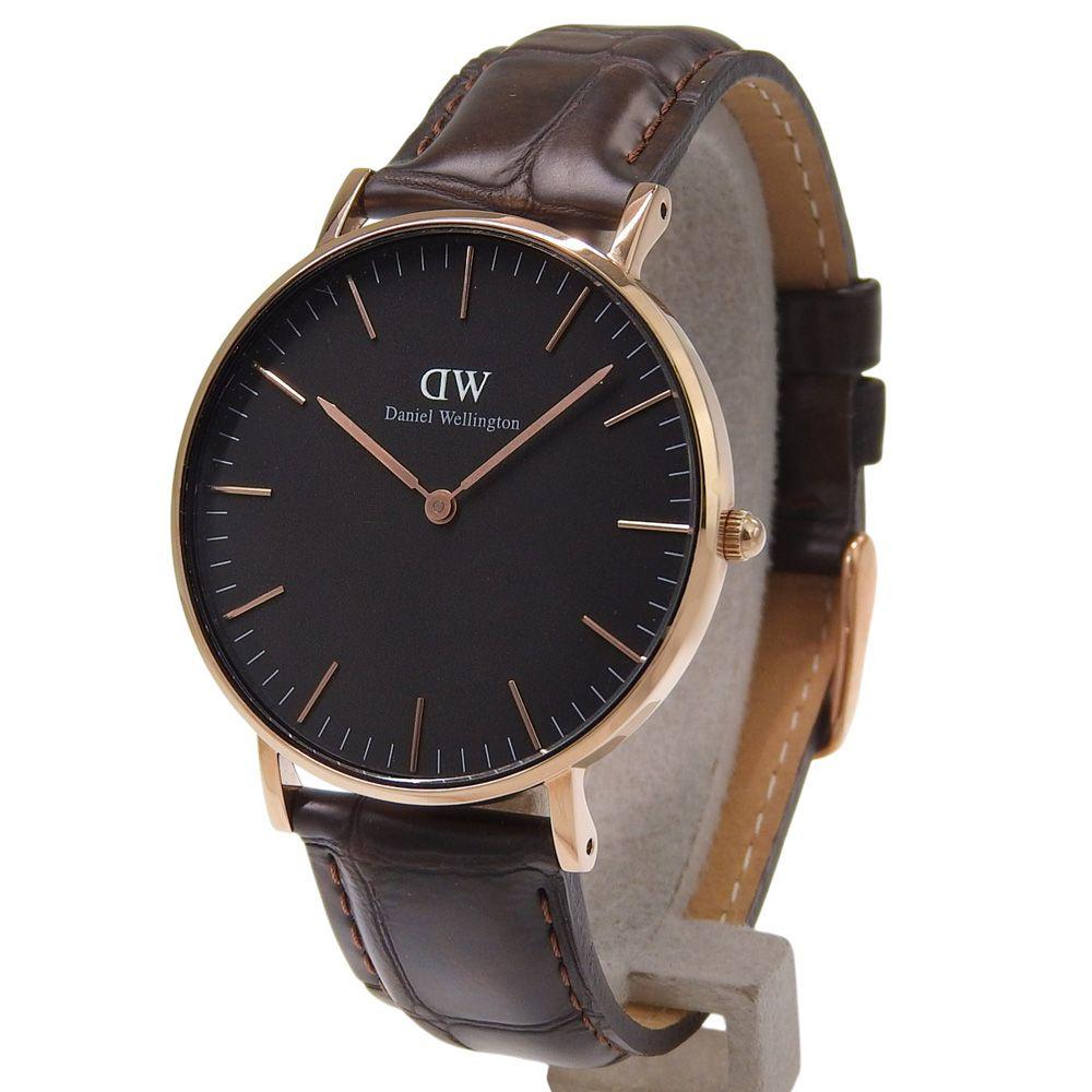 Used [Daniel Wellington] Daniel Wellington DW00100140 Stainless Steel x Leather Gold Quartz Analog Display Men's Brown Dial Watch