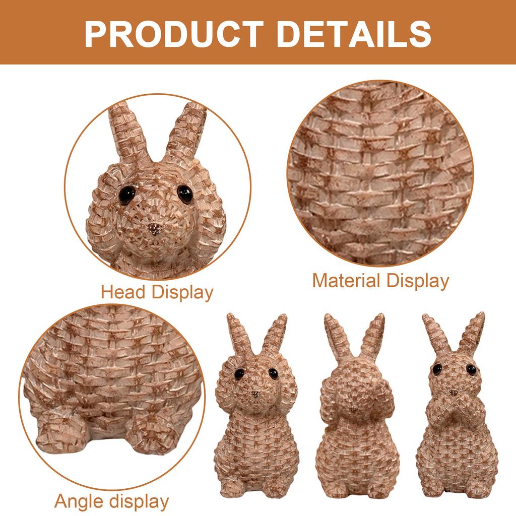 Rattan Bow Resin Ornament, Easter Bunny Decor, Rattan Effect Resin Bunny Statue, Easter Table Decoration Spring Indoor Home Decor