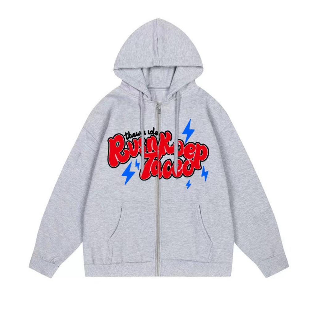 Men's And Women's Casual Solid-color Zipper Hoodie, Men's Trendy Letter-printed Hoodie Jacket