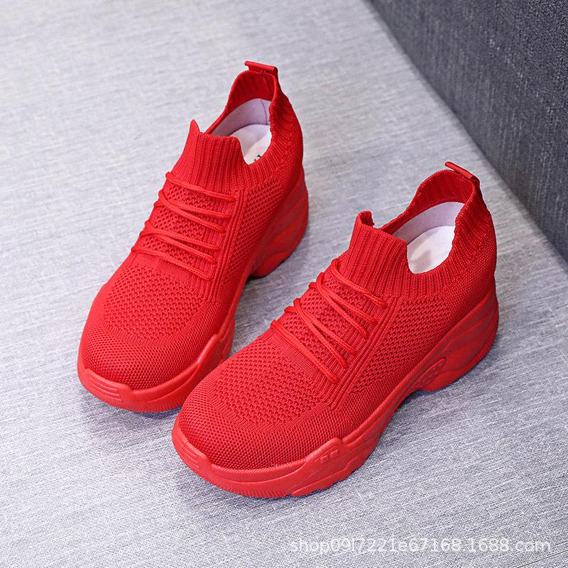 

Inner heightening women s shoes new flying woven single shoes trendy high-top shoes women s trend spring and autumn single net red shoes children tren 35