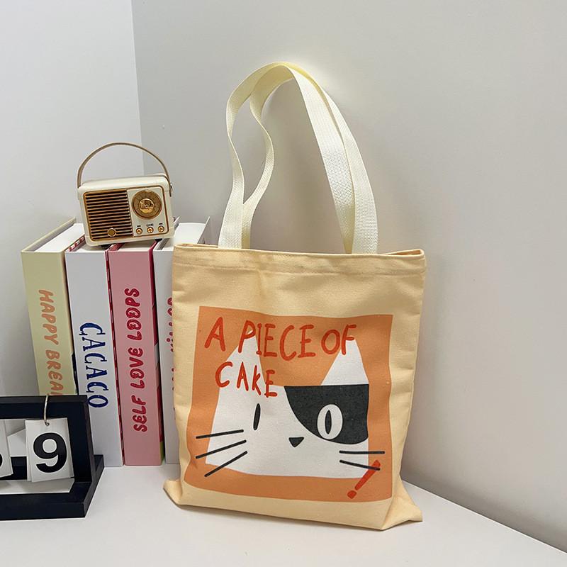 Cute Cat And Maltese Checkered Pattern Student Casual Canvas Bag For Student And Commuter