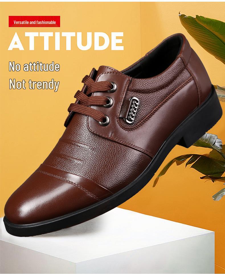 Men's Versatile Lace-Up Casual Shoes in Genuine Cowhide Leather with Soft Sole