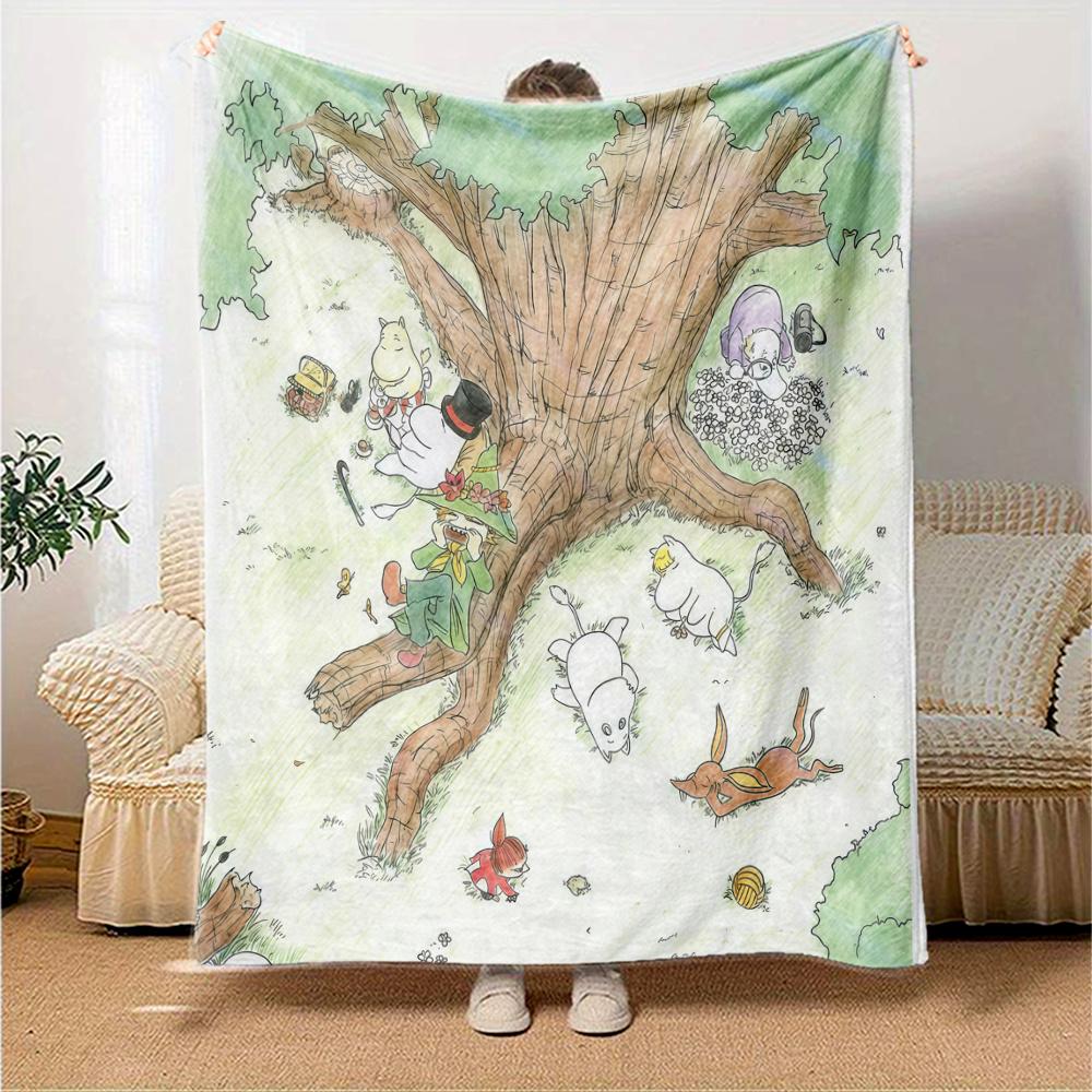 Moomin Flannel Blanket, High quality Comfortable for All Seasons, Home Decor, Warmth and Comfort