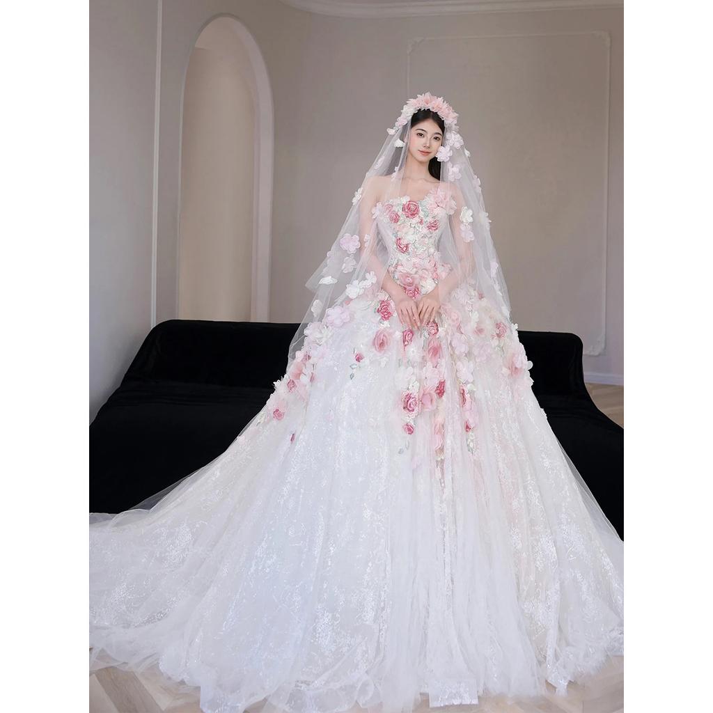 On the Run Gongfeng Wedding Dress Bride 2025 New High-end Birthday Banquet Rose Gongfu Dress Adult Ceremony