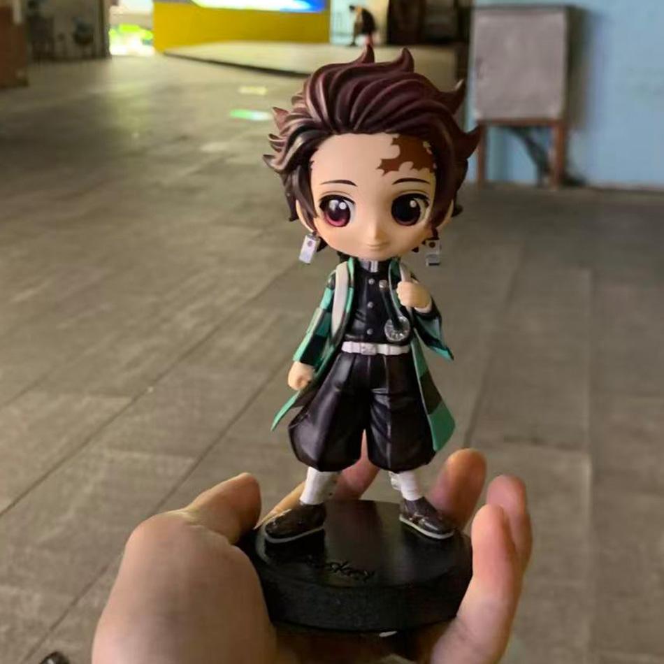 Demon Slayer Kimetsu No Yaiba Mini Figurines Set of 8 Q Posket PVC Dolls for Desktop Decoration Collectible Anime Figures