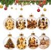 8Pcs 3D Glowing Christmas Story Ornament   3.15 Inch Miniature Diorama Ball with Warm LED Light   Shatterproof Plastic Holiday Tree Decor Gift