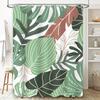 Green Leaf Shower Curtain Floral Bathtub Decor for Bathroom Modern Home Decoration 3D Printed Waterproof Fabric Custom Size Avai
