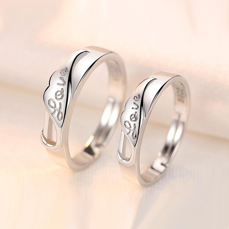 2pcs Couple 925 Sterling Silver Rings Sparkly Zircon for Women and Men Superior Luxury Wedding Jewelry Anniversary Gift
