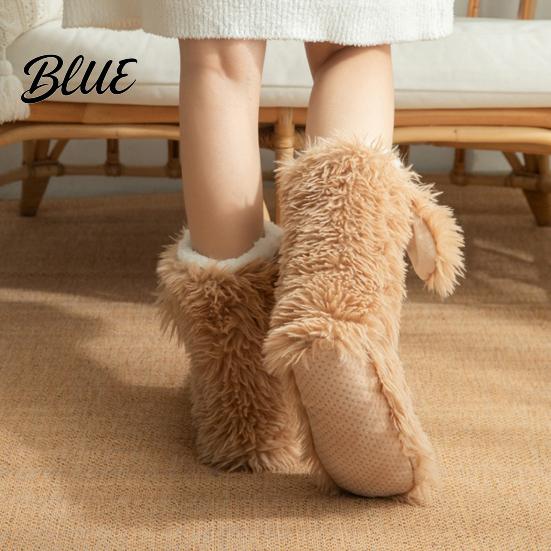 Soft Fuzzy Socks for Sleeping 2 Pairs Cute Big Eye Monster Plush Floor Socks Non-Slip Cozy Thermal House Indoor Slipper Women Warm Winter