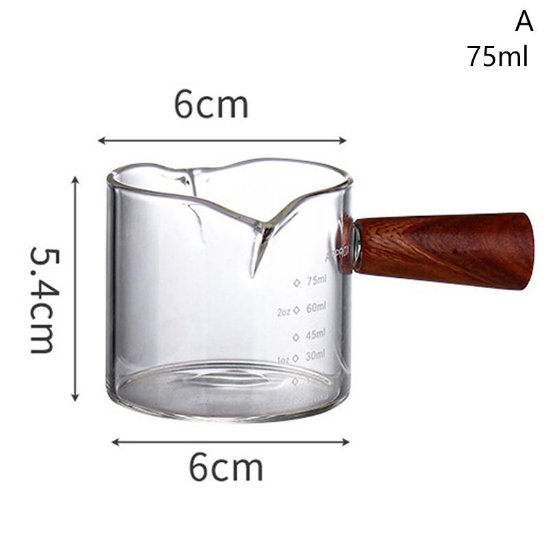 1 verre à shot expresso 70/75 ml, double bec verseur, tasse à mesurer, poignée résistante à la chaleur, échelle transparente, pichet doseur pour vin, lait, café