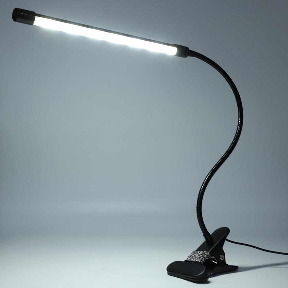 5W LED Table Light Black Desk Lamp Eye-Caring LED Clip Reading Light Makeup