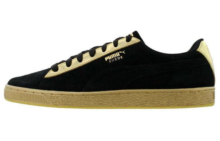 PUMA Suede Classic Metallic Leisure Board Shoes Black/Golden 367397-01 36