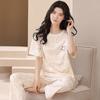 Summer short-sleeved fresh plaid pants simple casual pajamas women's breathable loose loungewear set