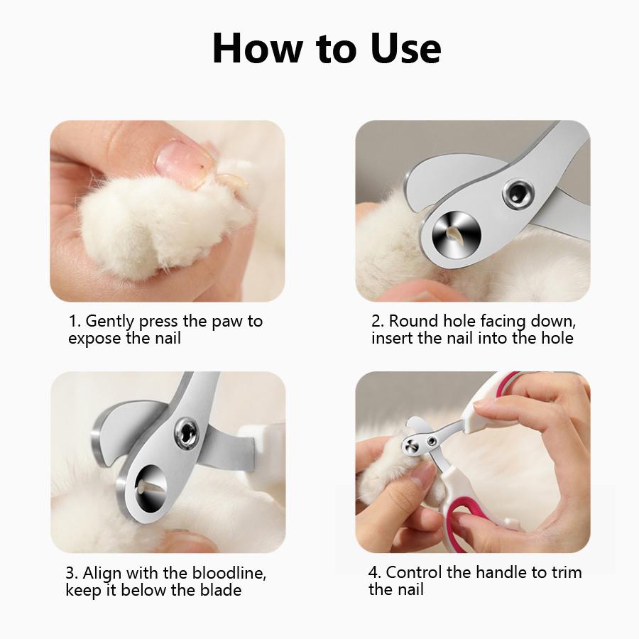 Round Hole Anti-Quick Cat Nail Clippers, Stainless Steel Pet Nail Trimmers, Kitten Nail Cutter, Pet Grooming Claw Clipping Tool