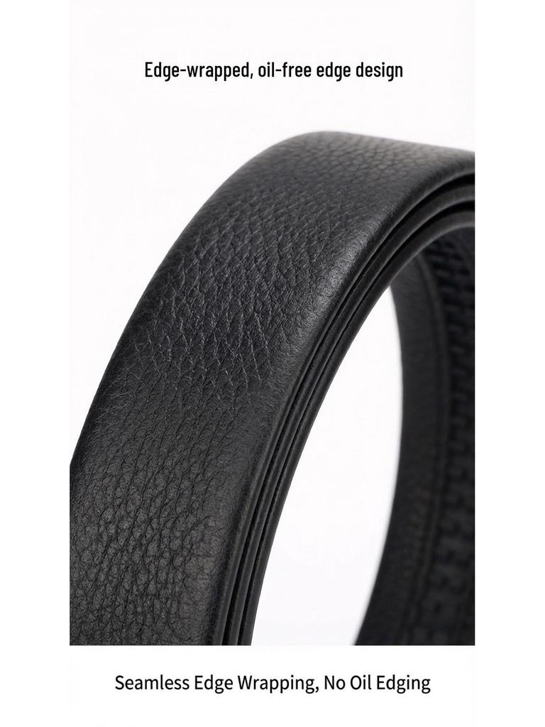 Men's Genuine Leather Automatic Buckle Belt - Top Layer Cowhide, Alloy, Fashionable, Versatile, Casual.