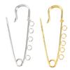 20PCS Brooch Safety Pins Metal Heavy Duty Safety Pins with 5 Holes for Jewelry Making Clothes Blankets Sewing Gold Silver