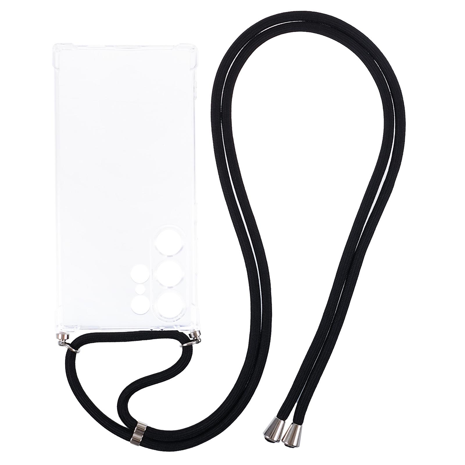 

For Samsung Galaxy S24 Ultra Clear Case Anti-scratch TPU Phone Cover with Lanyard A