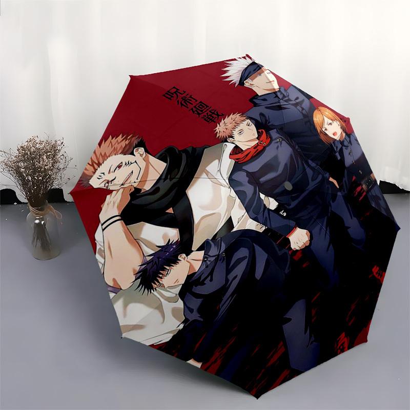 1pc Jujutsu Kaisen Characters Outdoor Umbrella - Automatic Opening/Closing, Portable 3-Fold Design, 8-Rib Iron Frame - Perfect Gift for Fans, Traveler