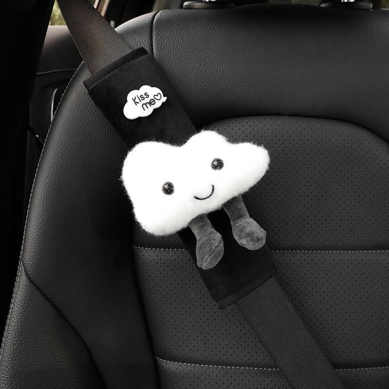 Cute Cartoon Car Seat Belt Shoulder Cover Soft Faux Fur Women Goddess Car Decoration