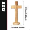 Wood Standing Cross Wooden Sculpture Decorative Christian Crucifix Statue Art Crafts Ornament for