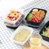 Rechteckiger Einweg-Lebensmittelbehälter für die Mikrowelle - Schwarz, Weiß & Transparent Takeaway-Mittagessensbox.