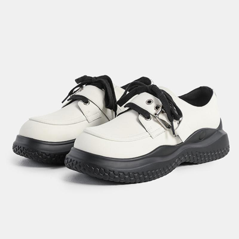 Casual Thick Bottom Small Leather Shoes Elevated Increase 2024 New Fashion Simple All-match Solid Color Women Shoes Autumntime