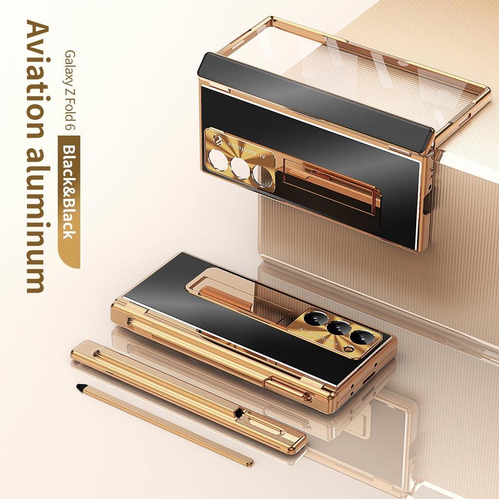Samsung Z Fold7/6 Aluminum Alloy Phone Case with Dual Hinge Pen Slot