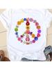 T-Shirts Graphic Tee Peace Flower 90s Style Clothing Summer Short Sleeve Ladies Casual Wounisex Fashion Female T Shirt Clothes