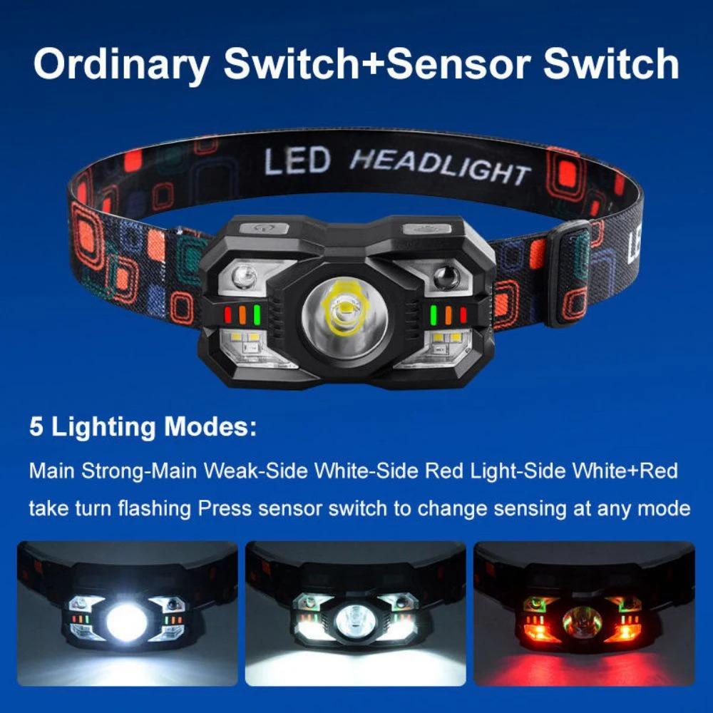3000mah High Power Strong Light Headlight Multifunctional Type-c Charging LED Fishing Light Charging Long Range Induction Headlight