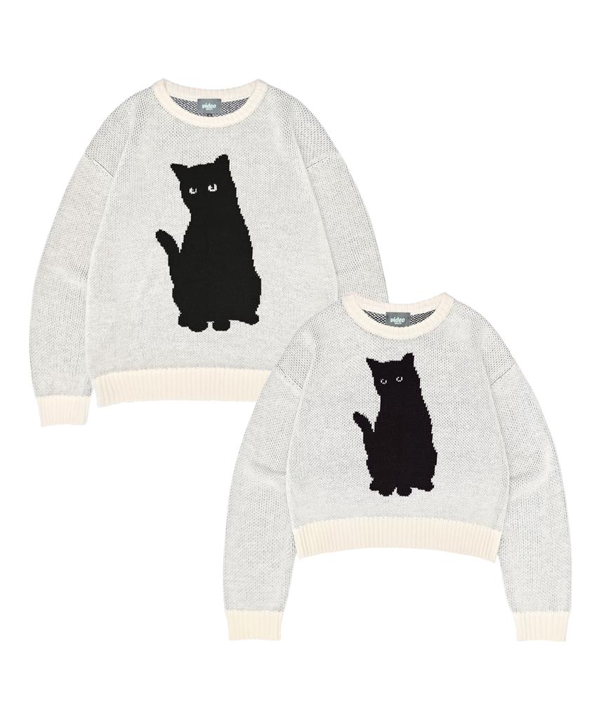 VIDEO JOCKEY Black Cat Knit Sweater [4 Colors]