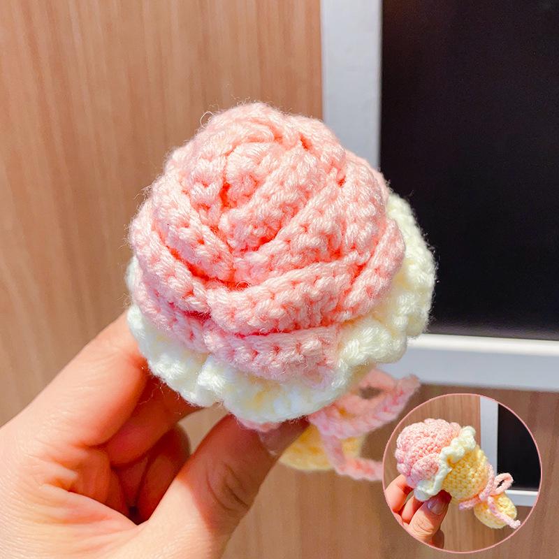 Charming Crochet Fruit Keychain: Persimmon & Strawberry Wool Pendants