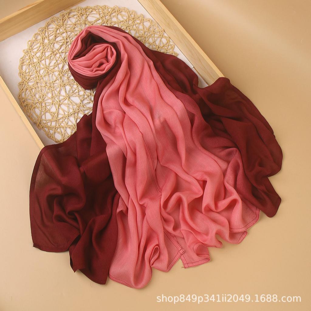 Ombre Modal Hijab Gradient Cotton Rayon Crease Hijab Scarf Lady High Quality Wraps And Shawls Musulman Headband Islamic Turban