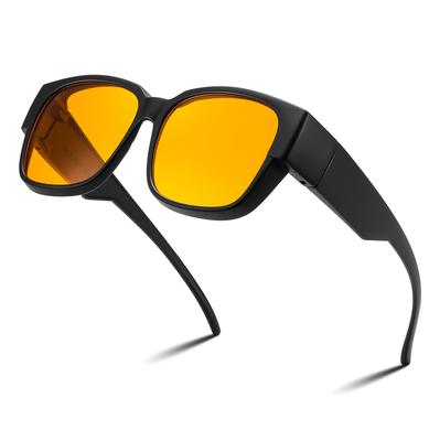 Blue Light Blocking for Can Be Worn Over Regular UV400 Large Yellow for Night B1226 [FEISEDY] Over-Glasses Glasses, Non-Prescription, Lightweight,